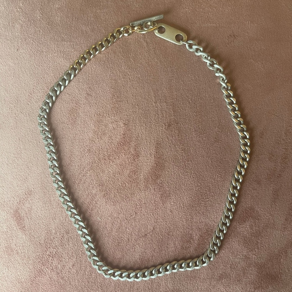 Mixed metal color toggle heavy chain necklace